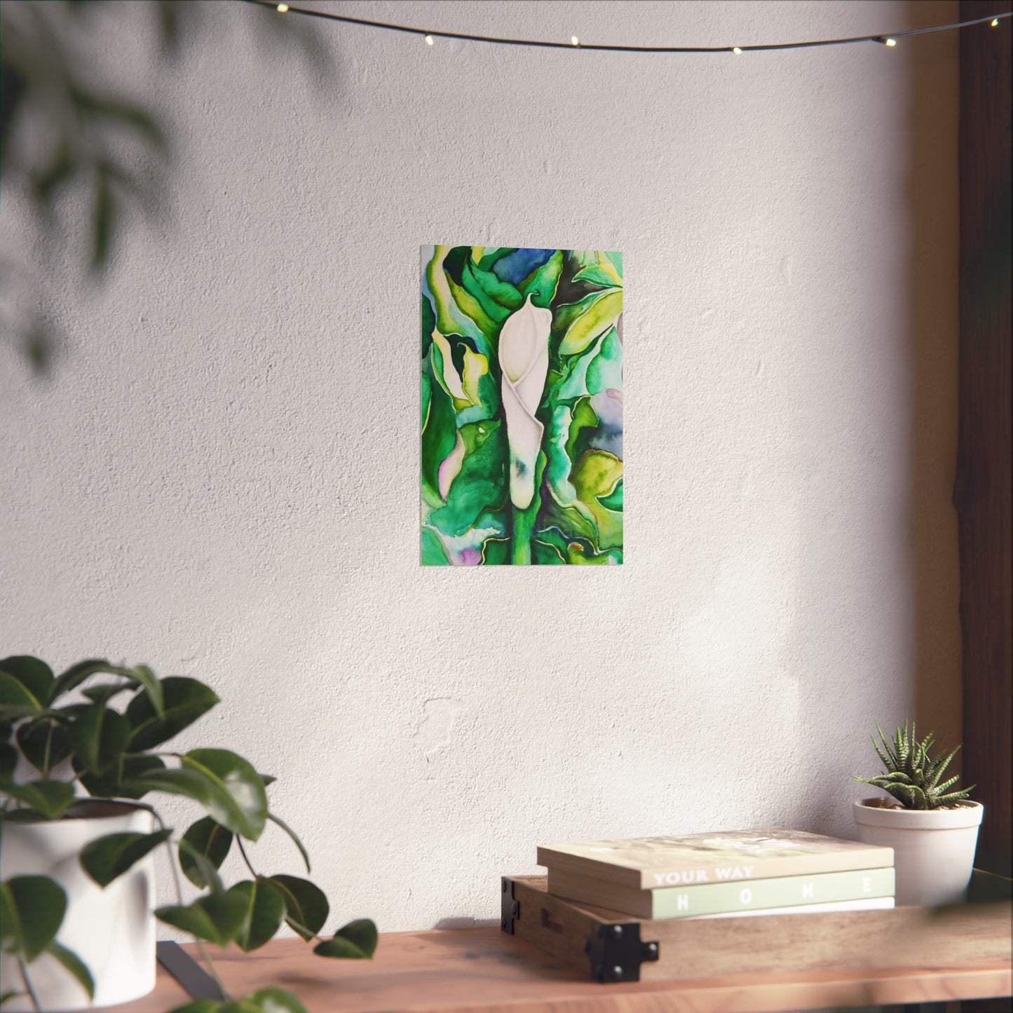 Botanical Fine Art Posters, Green Wall Art, Abstract Art Prints, Home Décor, Gift for Plant Lovers, Painting Title: Lauri's Calla Lily