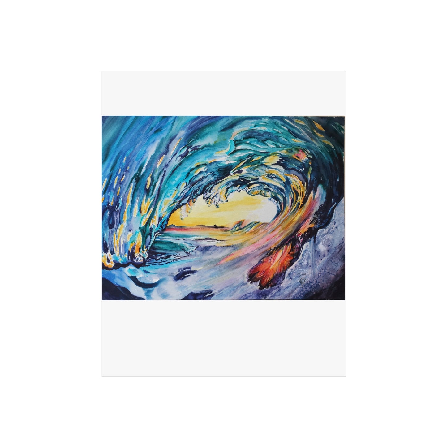 Ocean Wave Art Print, Fine Art Poster, Coastal Wall Decor, Beach House Artwork, Gift for Ocean Lovers, Painting Title: Liquid Sunshine