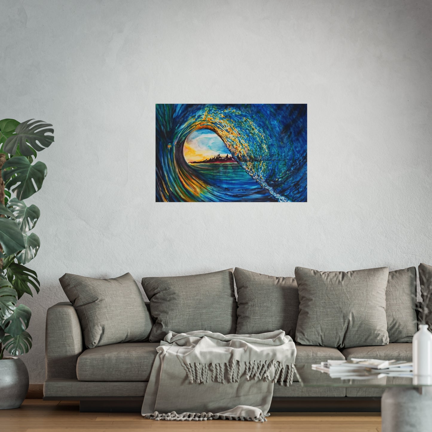 Ocean Wave Fine Art Poster, Coastal Wall Décor, Surfing Art Print, Living Room Artwork, Beach House Decor, Nautical Home Style, Painting Title: Kasey's Wave