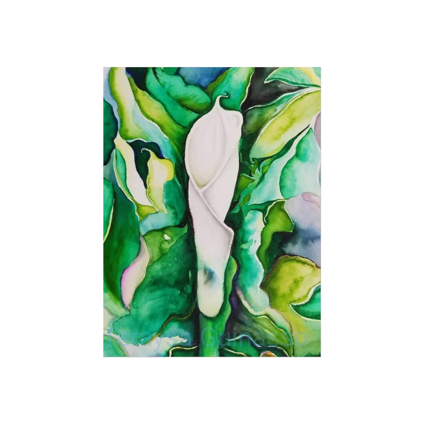 Botanical Fine Art Posters, Green Wall Art, Abstract Art Prints, Home Décor, Gift for Plant Lovers, Painting Title: Lauri's Calla Lily