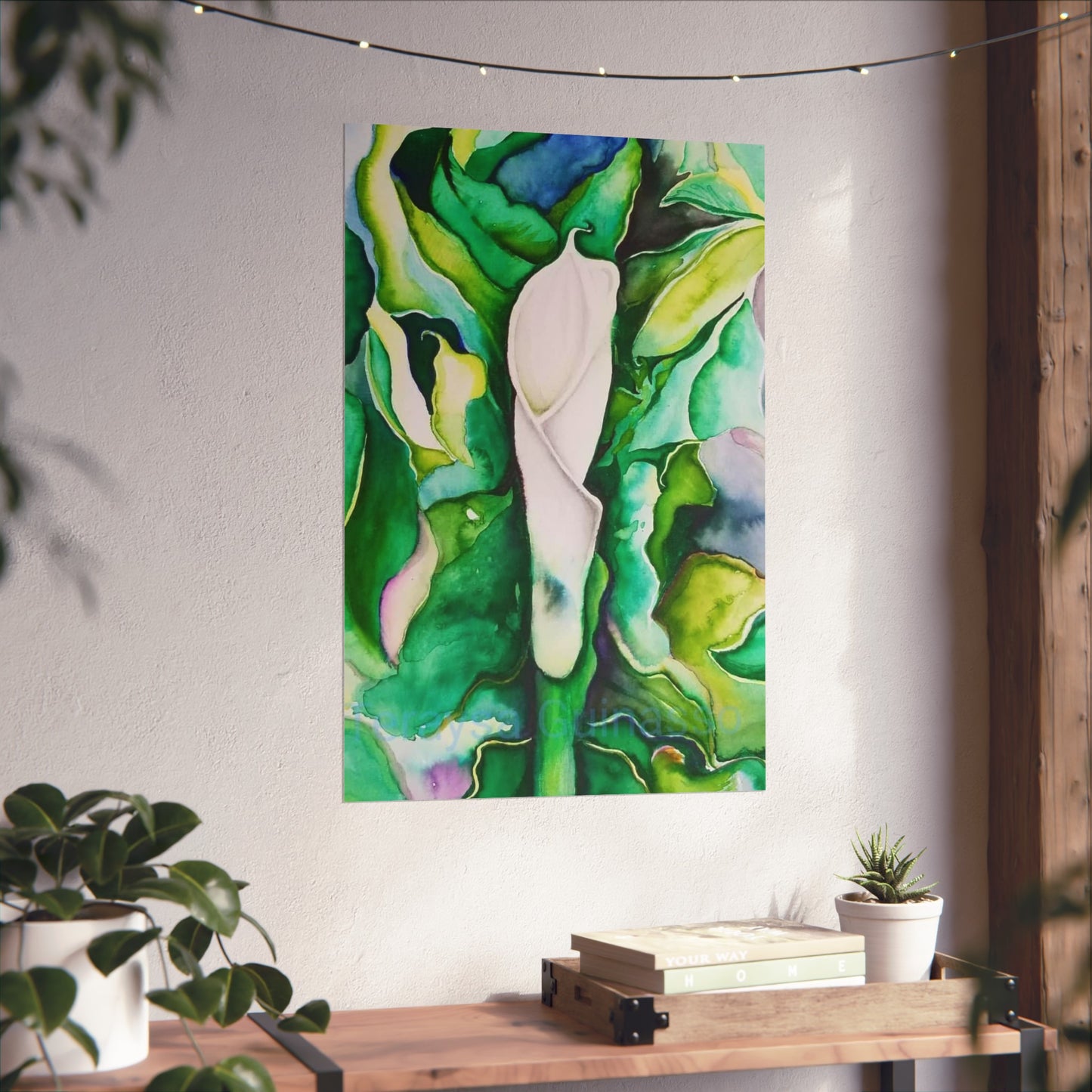 Botanical Fine Art Posters, Green Wall Art, Abstract Art Prints, Home Décor, Gift for Plant Lovers, Painting Title: Lauri's Calla Lily