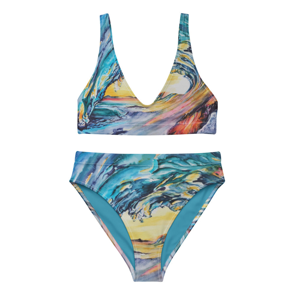 Eco-Friendly High-Waisted Bikini in Liquid Sunshine