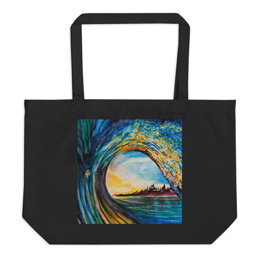 Large organic tote bag in Kasey's Wave